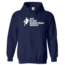 Eat Sleep Basketball Repeat Kids and Adults Novelty Pull Over Hooded Sweat Shirt for Basketball Lovers